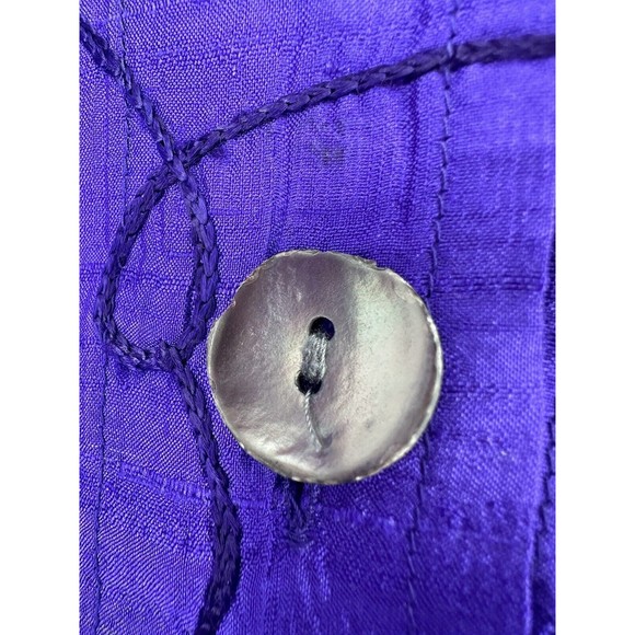 Vintage Chicos Cardigan Silk 1 Medium Blue Embroidered Lightweight Shell  Button - Picture 3 of 9